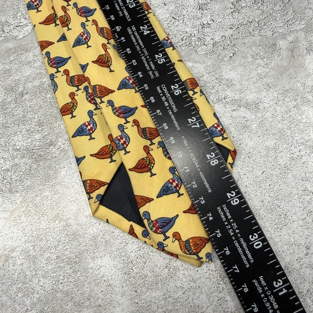 Ermenegildo Zegna Tie Mens One Size Yellow Animal Print Made In Italy Necktie